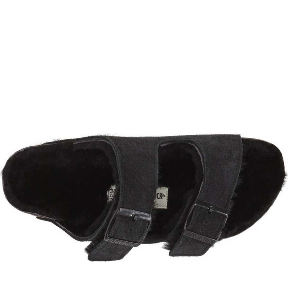 Birkenstock black Arizona genuine shearling lined sandal 37 or 40 - Picture 2 of 9